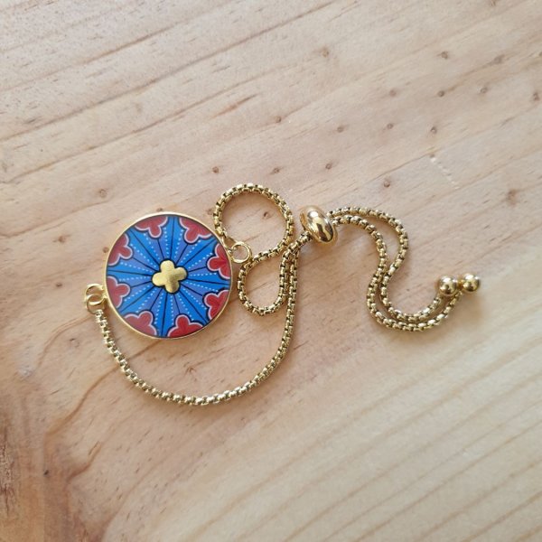 Bracelet r&eacute;glable enluminure rosace gothique