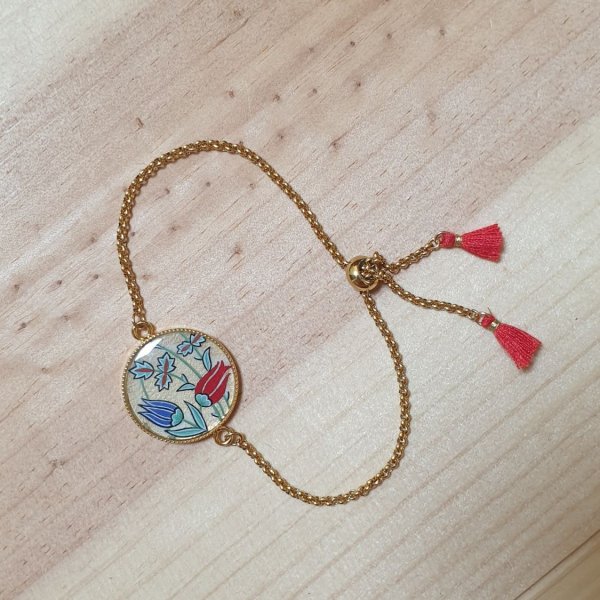 Bracelet r&eacute;glable enluminure tulipes