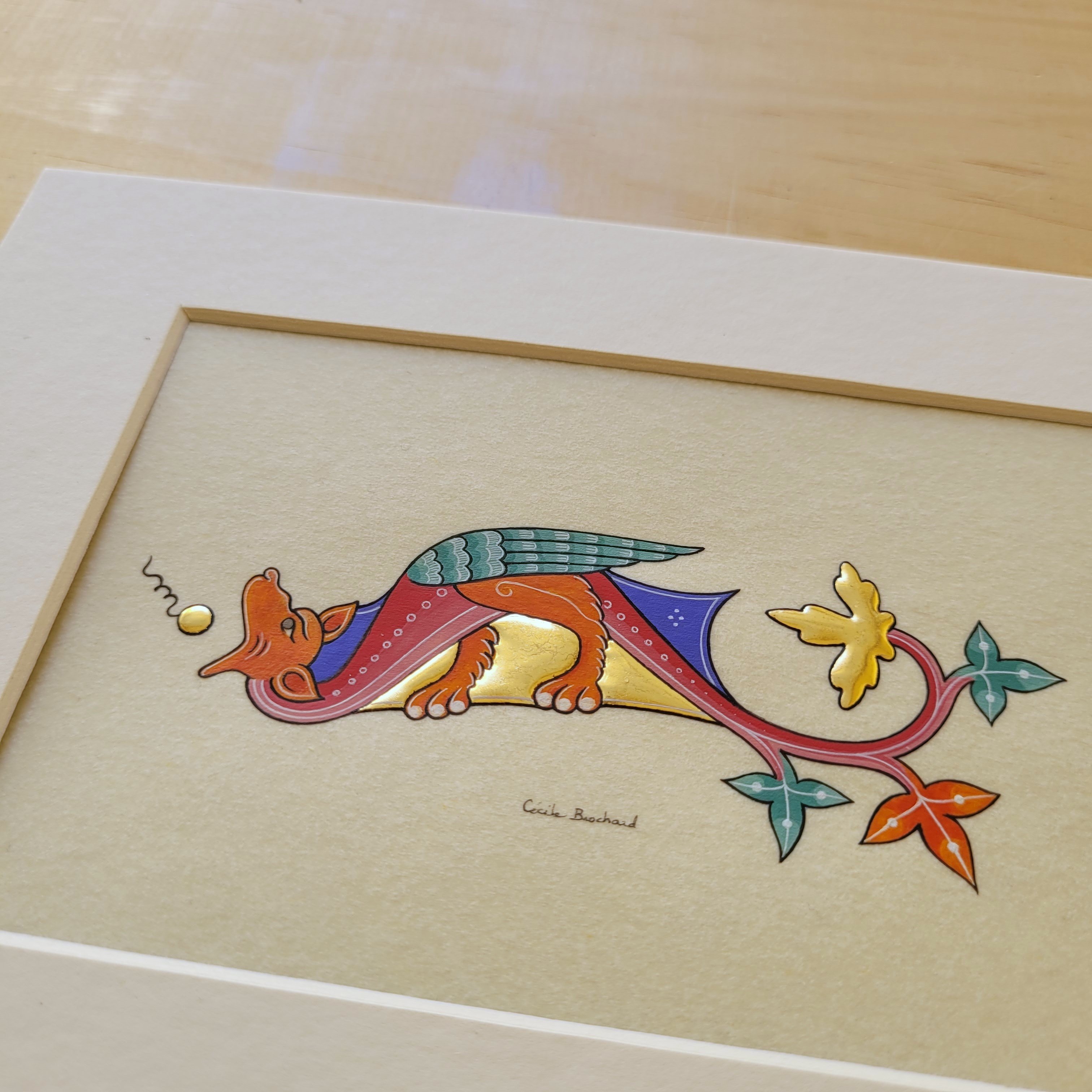 Petit dragon gothique &agrave; t&ecirc;te orange