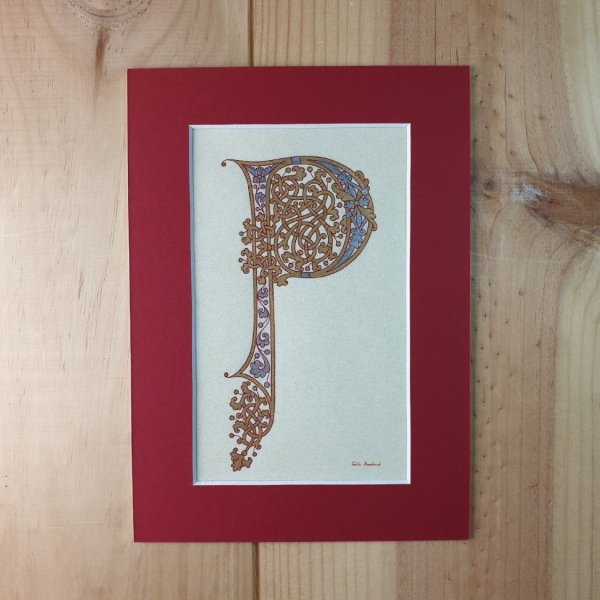 Bokstaven P i karolingisk stil