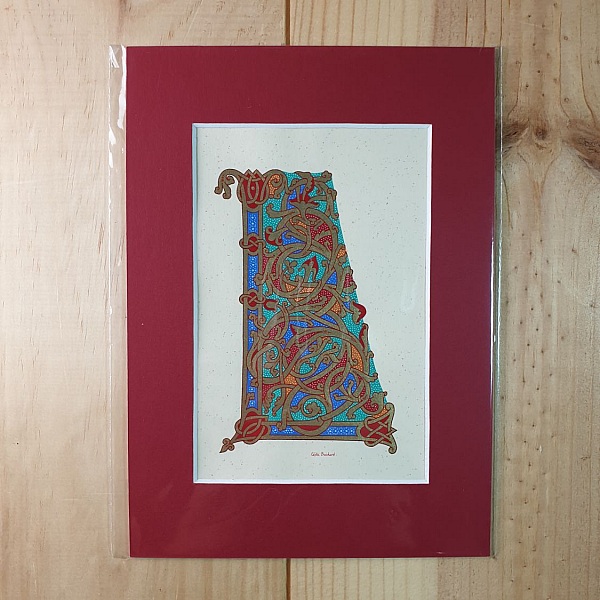 Bokstaven L i ottonsk stil, med belysning