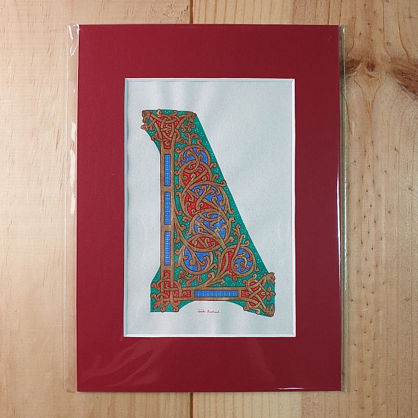 Bokstaven L i ottonsk stil, med belysning