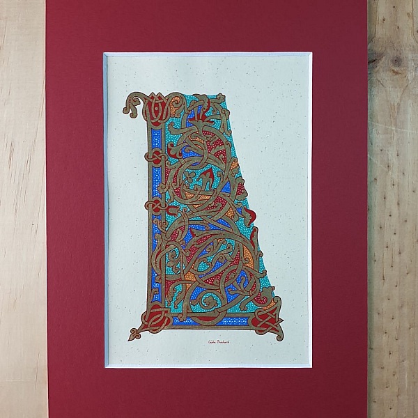 Bokstaven L i ottonsk stil, med belysning