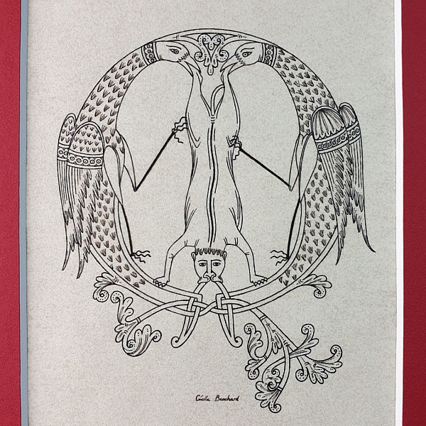 Bokstaven Q i romansk stil, med ljus.