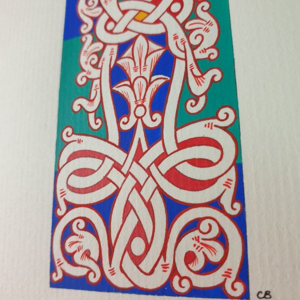 Bokstav I i romansk stil med ljusskrift