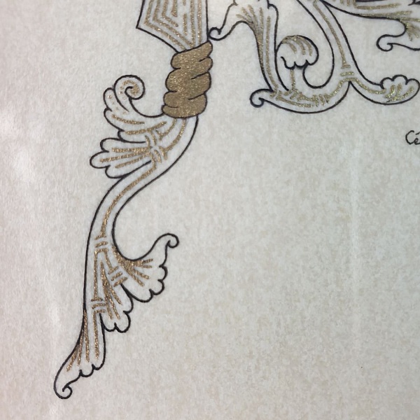 Bokstaven R i romansk stil med ljusskrift