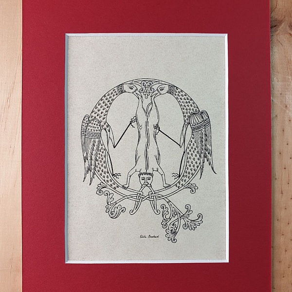 Bokstaven Q i romansk stil, med ljus.