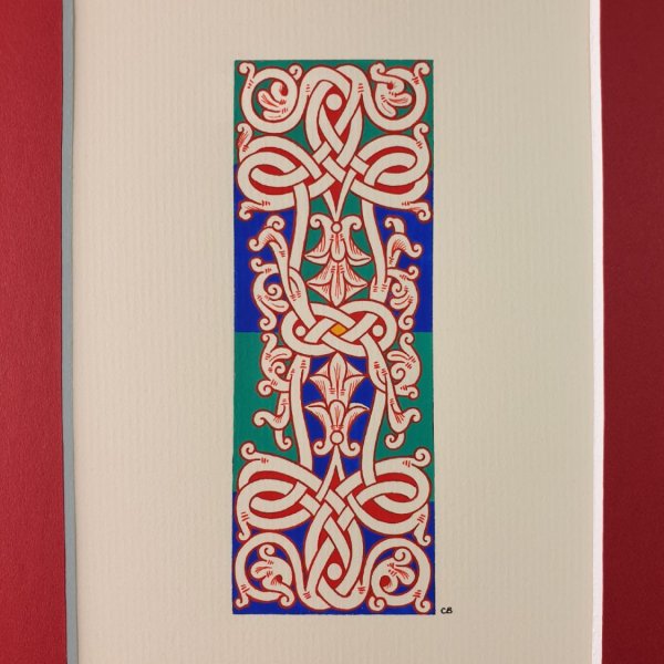 Bokstav I i romansk stil med ljusskrift