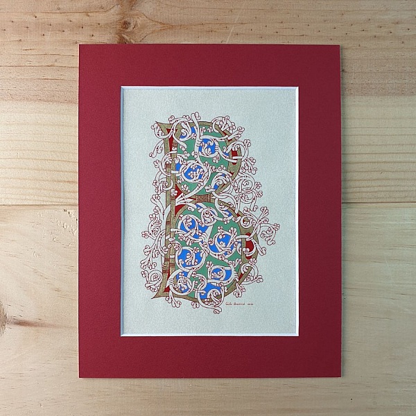 Bokstaven B i romansk stil, med ljus.