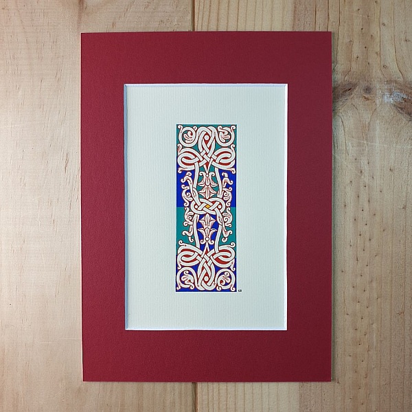 Bokstav I i romansk stil med ljusskrift